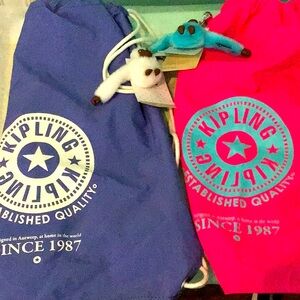Final sale price❗️NWT 2 Kipling drawstring back packs with gorilla charms